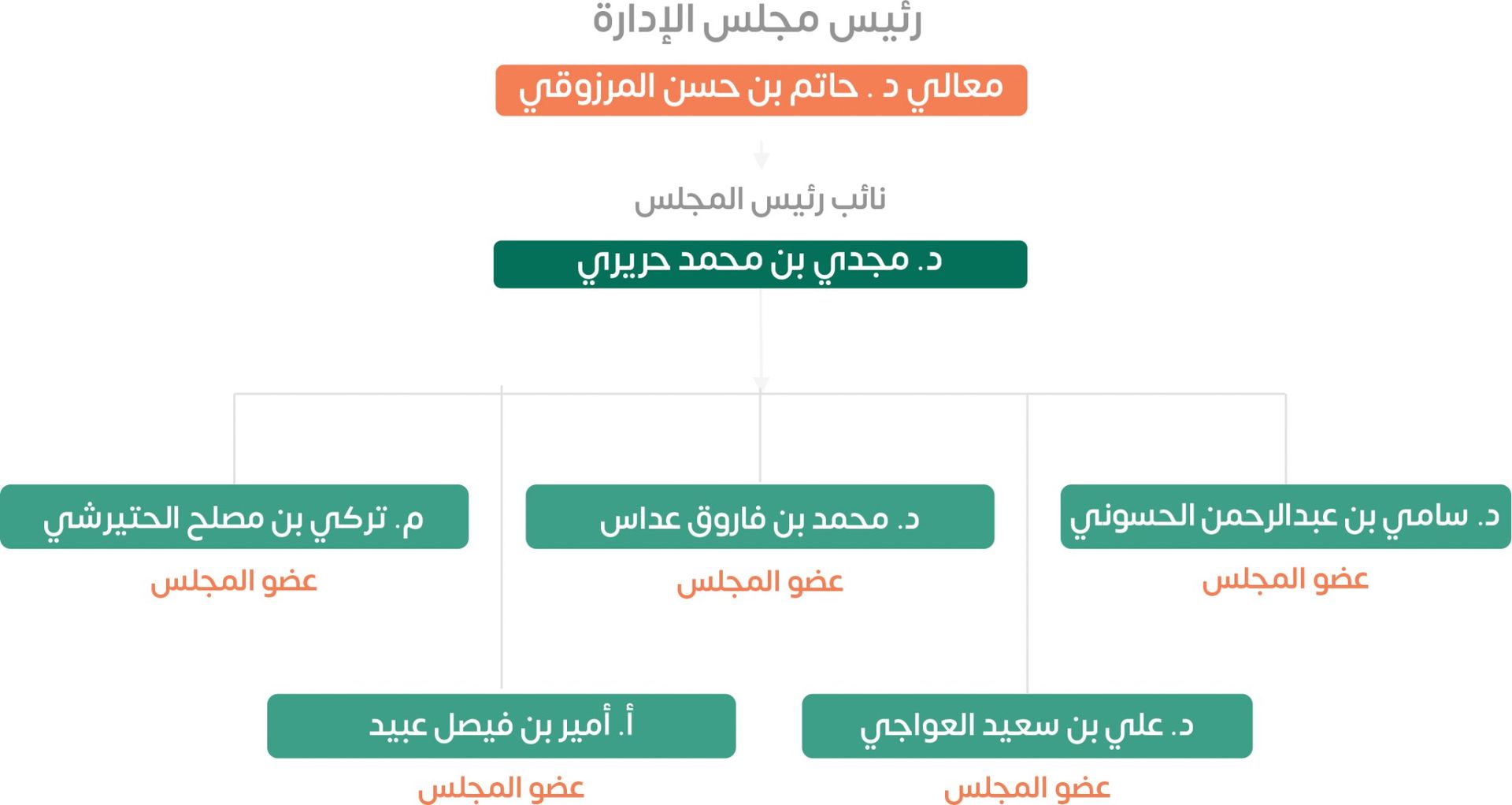 هيكل مجلس الإدارة: رئيس المجلس ونائبه والأعضاء